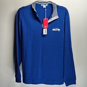 Seattle Seahawks Cutter & Buck 1/4 Zip Pullover Mens Large Supima Cotton Blue